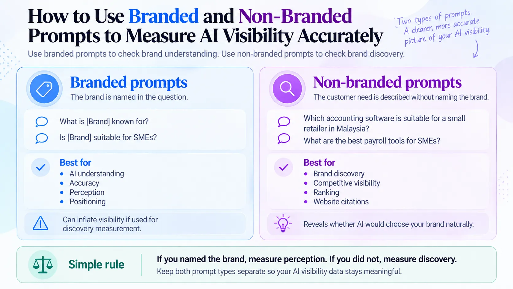How to use branded and non-branded prompts to measure AI visibility accurately